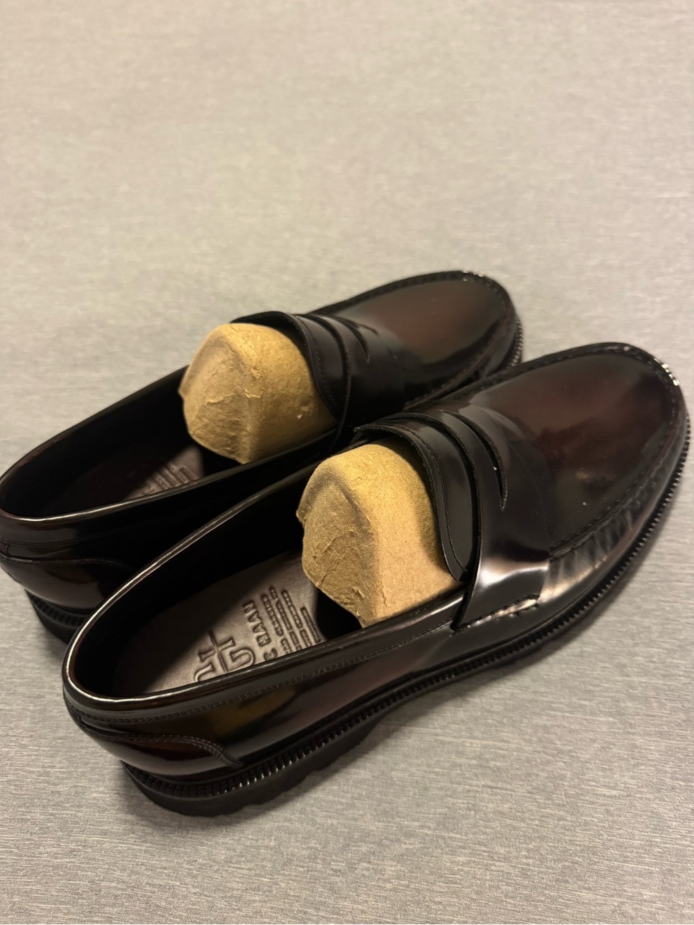 Cole Haan Black Gloss Leather Penny Loafers